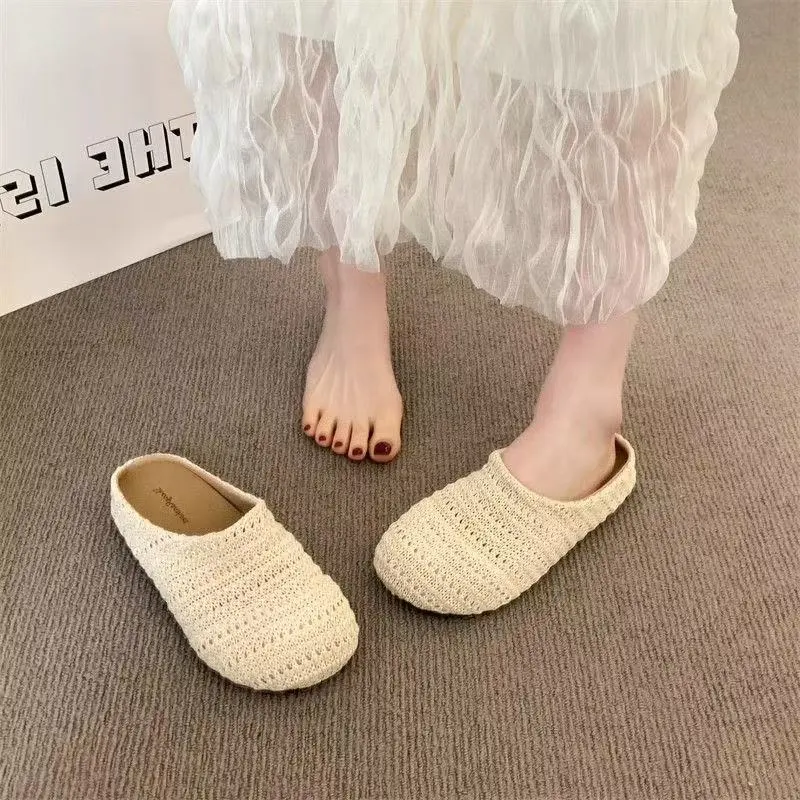 Women's Handmade Woven Birkenstock-Style Closed-Toe Slides