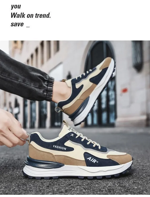 Spring 2025 Leather Safety Dad Sneakers Men's Detail