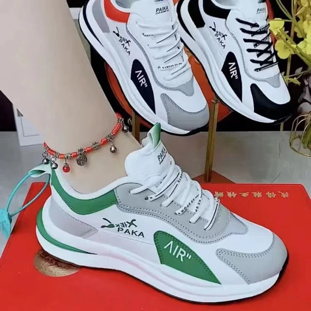 New Couples Lightweight Leather Dad Sneakers Detail