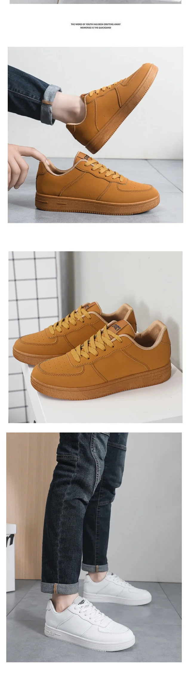 Men's Trendy Air Force Chunky White Sneakers Detail