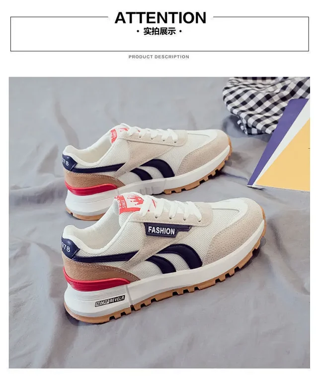 2025 K-Style Unisex Chunky White Sneakers Detail