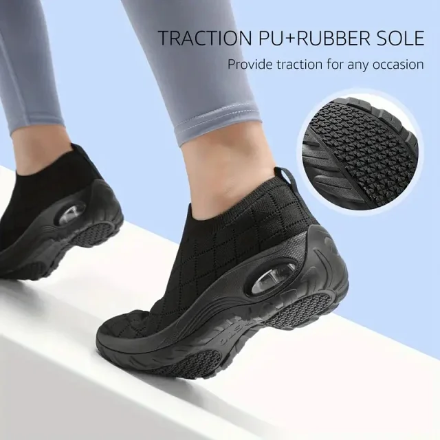 Women's Airsoled Slip-On Knit Sock Sneakers Detail