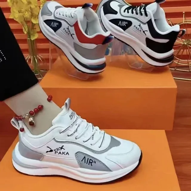 New Couples Lightweight Leather Dad Sneakers Detail