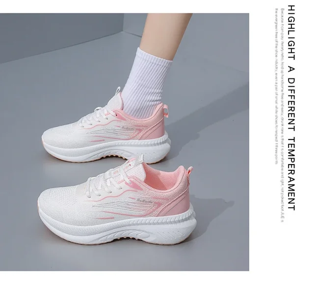 Women's Korean Style Breathable Flyknit Casual Running Sneakers Detail