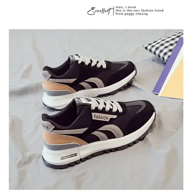 2025 K-Style Unisex Chunky White Sneakers Detail