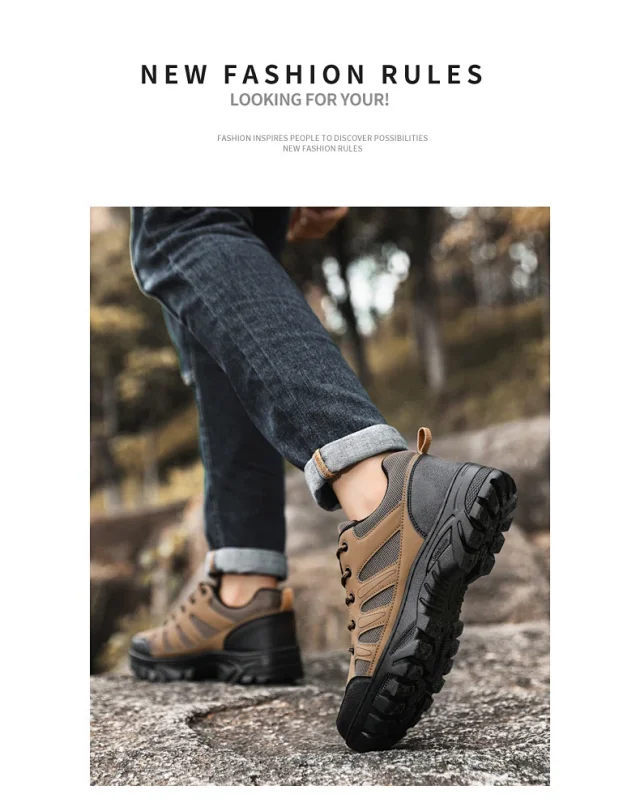 2025 Men's Wide Hiking Shoes Chunky Durable Sneakers Detail