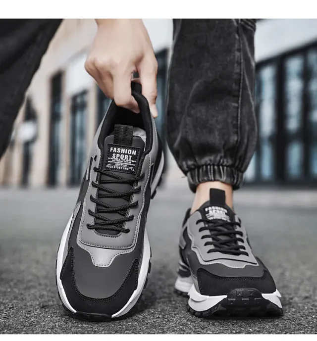 Spring 2025 Leather Safety Dad Sneakers Men's Detail