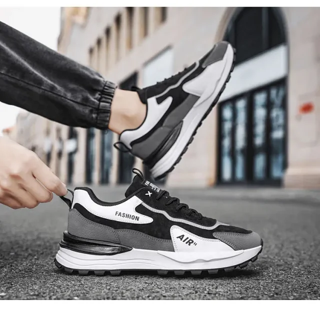Spring 2025 Leather Safety Dad Sneakers Men's Detail
