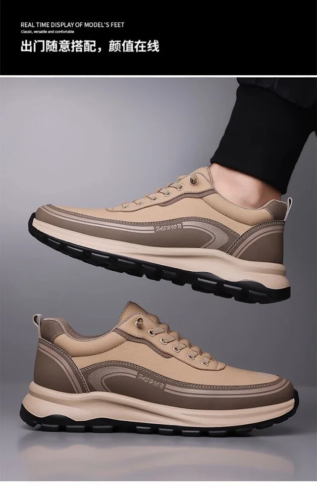 Men's Slip-On Leather Fashion Sneakers Detail