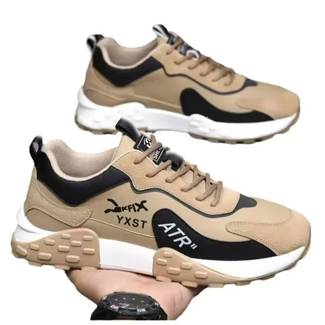Men's Breathable Fall Leather Chunky Sneakers Detail
