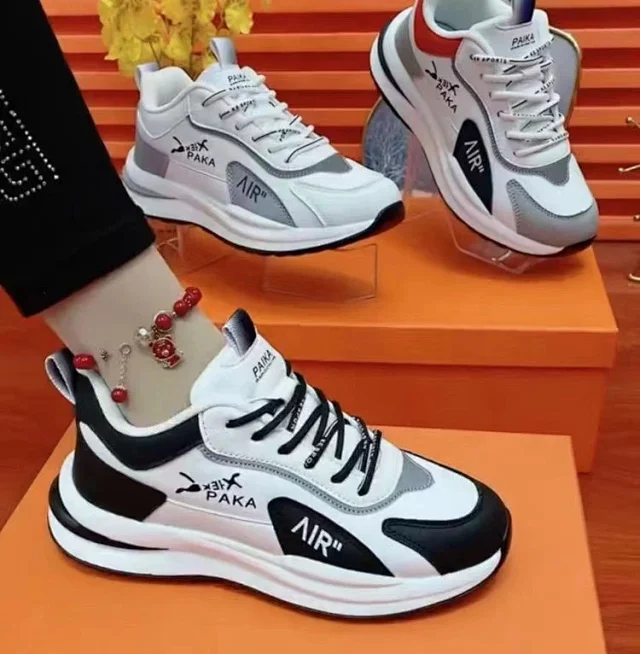 New Couples Lightweight Leather Dad Sneakers Detail