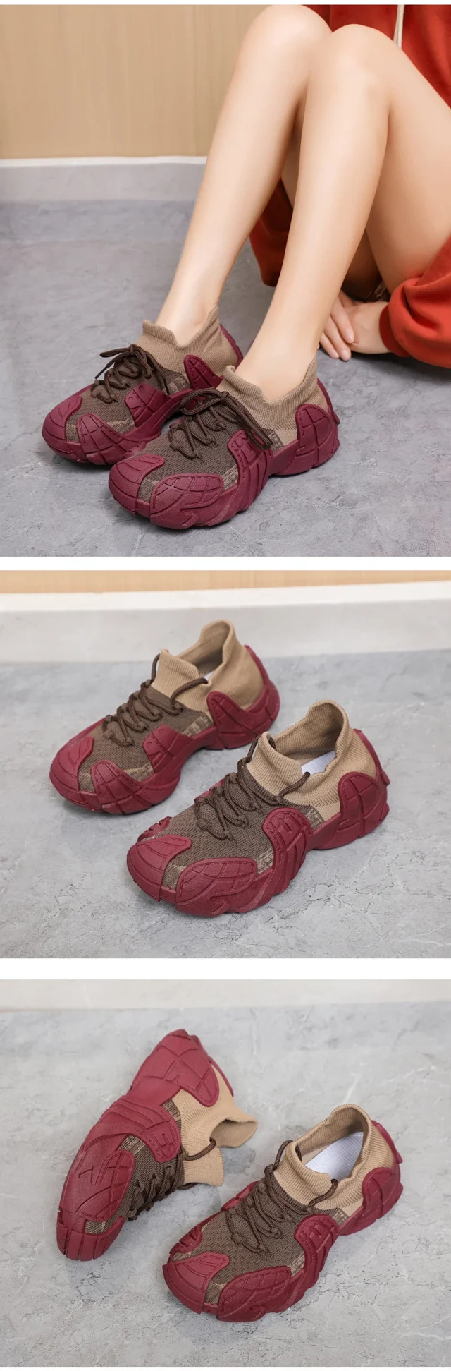 Women's 2025 Yeezy Flyknit Chunky Sneakers Detail