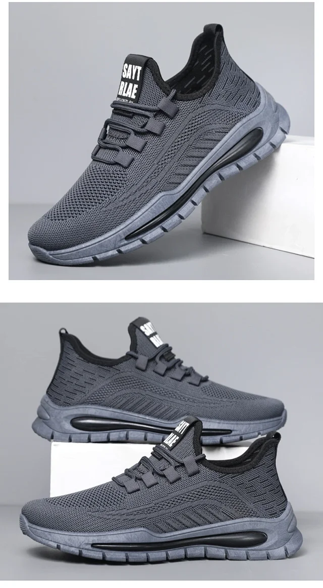 Breathable Big Men's Mesh Sneakers New All-Black Detail