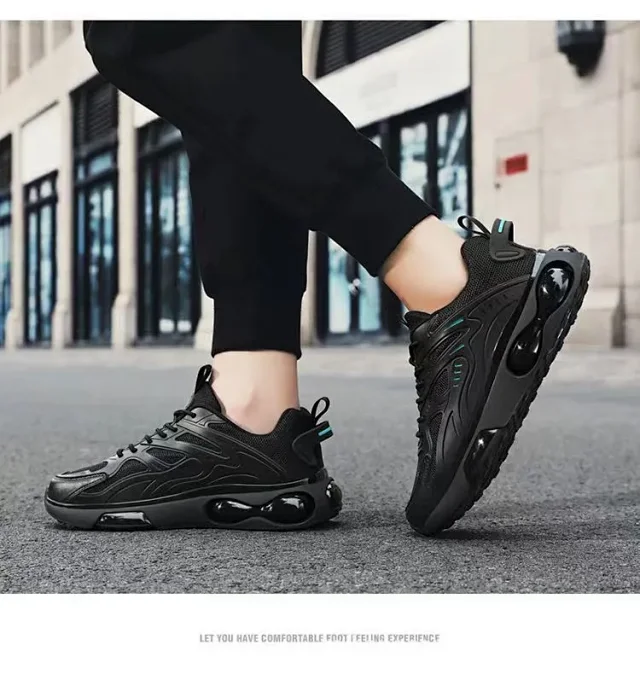 Men's Black Warrior Dad Sneakers Breathable Detail
