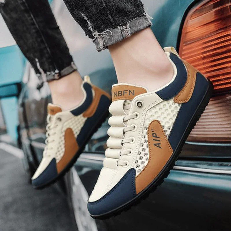 Men's Perforated Mesh Slip-On Running Shoes