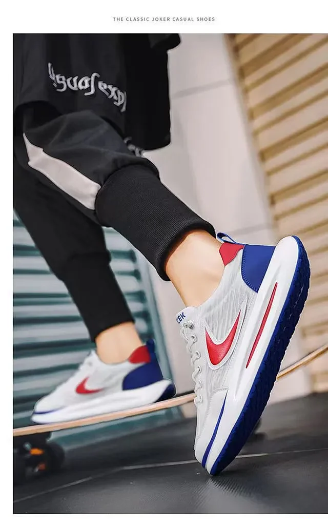 Men's Spring Soft Sole Platform White Sneakers Detail