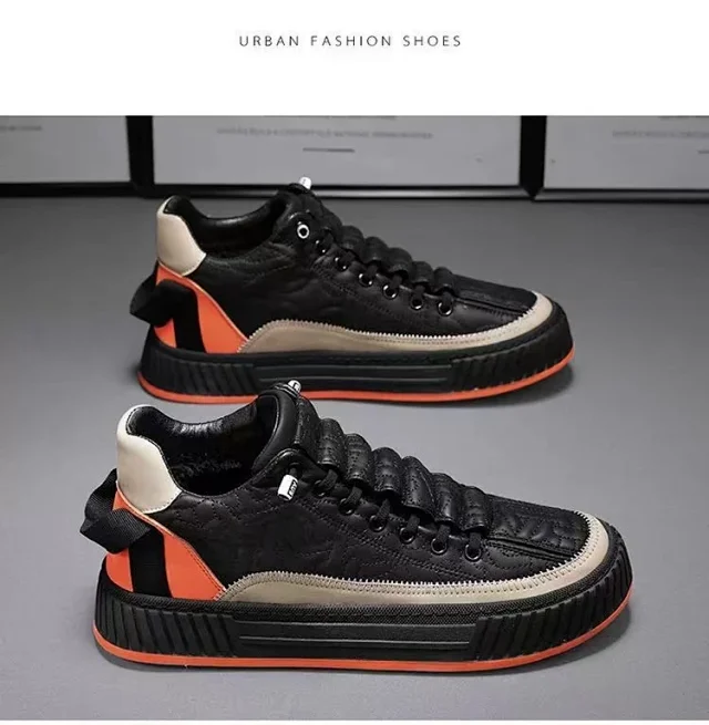 Men's Waterproof Leather Platform Slip-On Sneakers Detail