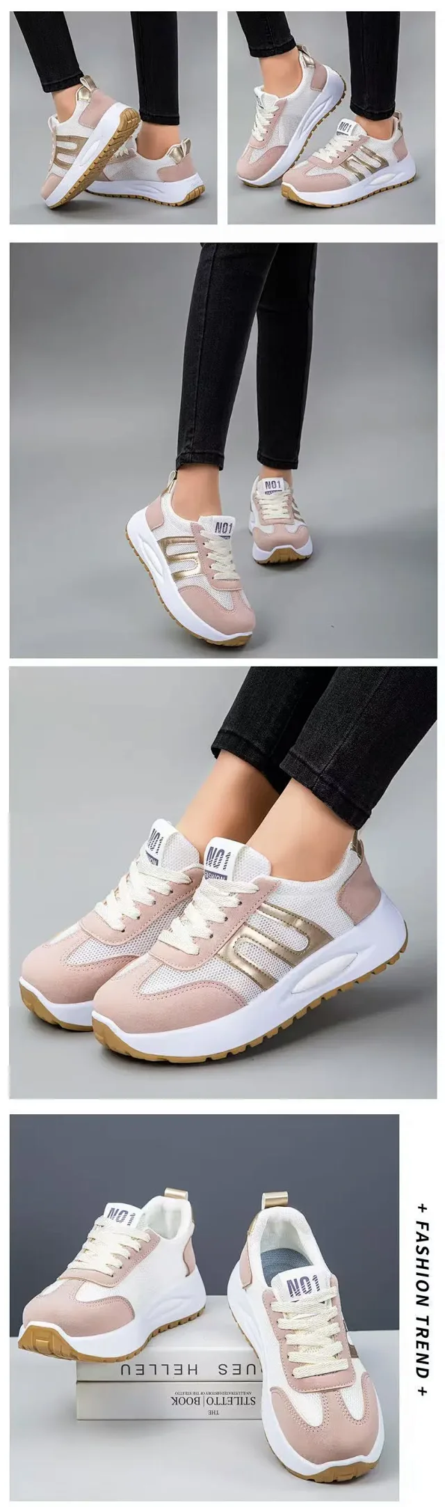 New Fall Women's Platform White Sneakers Detail