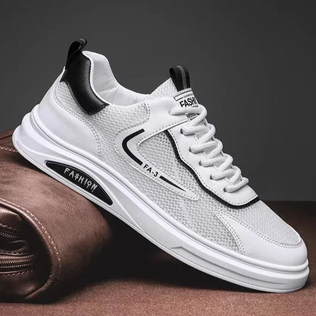 Men's Breathable Mesh White Sneakers 2025