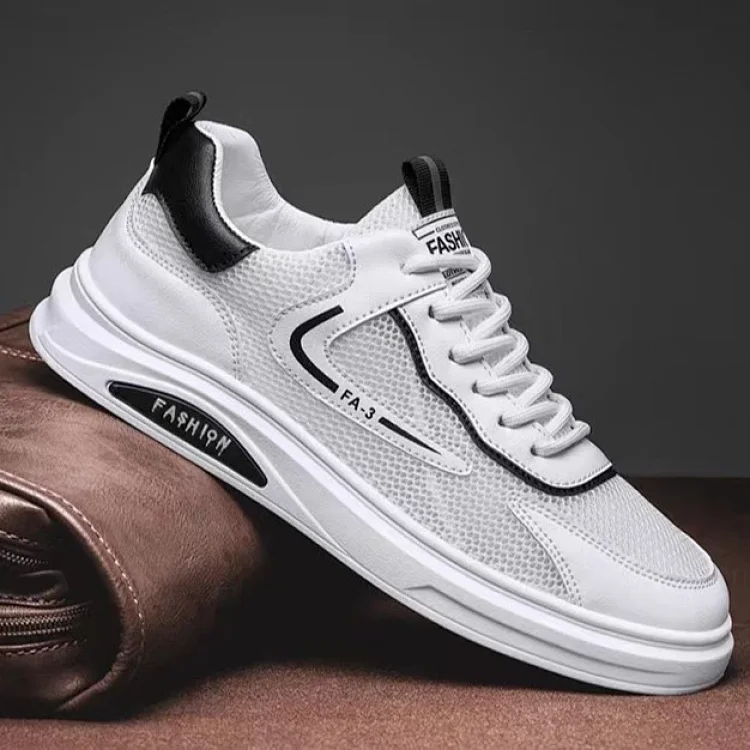 Men's Breathable Mesh White Sneakers 2025
