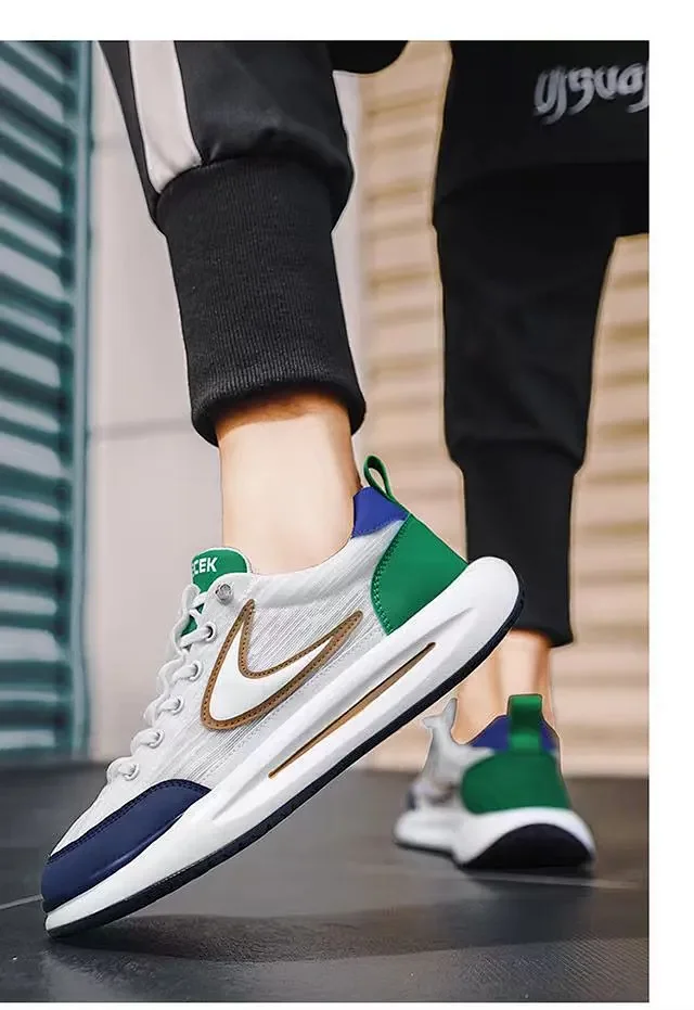 Men's Spring Soft Sole Platform White Sneakers Detail