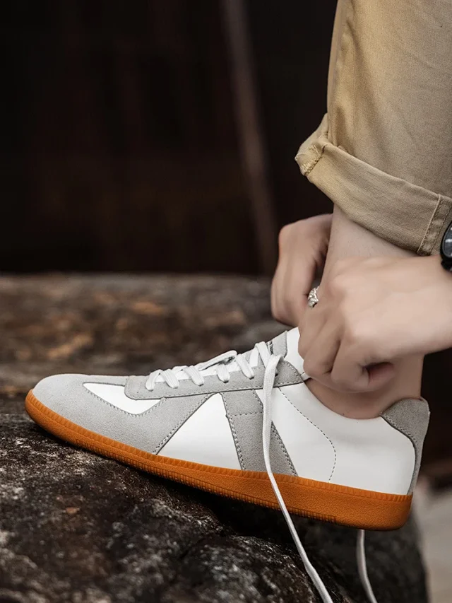 Men's Patchwork Retro German Trainer Sneakers Detail