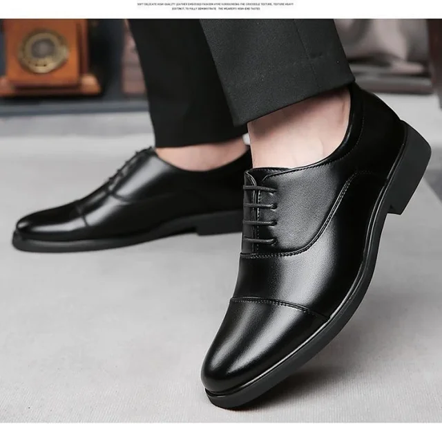 VintageCar Men's Elevated Cap-Toe Formal Shoes Detail