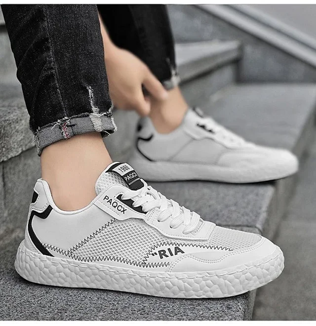 Unisex Breathable White Low-Top Casual Sneakers Detail