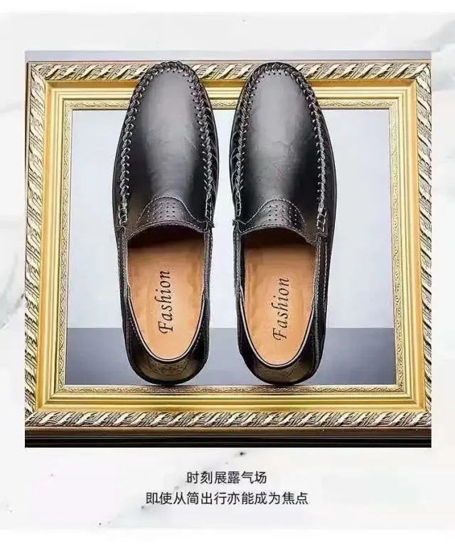 Men's Leather Slip-On Driving Shoes Detail