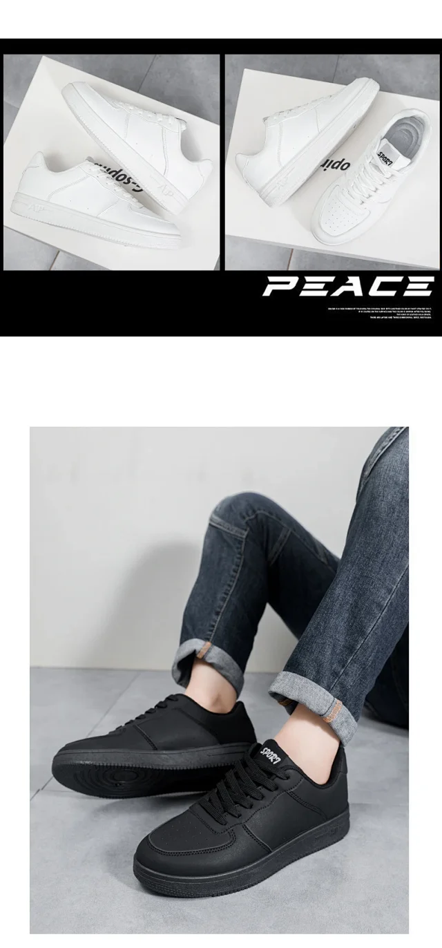 Men's Trendy Air Force Chunky White Sneakers Detail