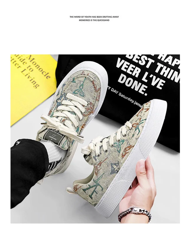 Men's Printed Canvas Low-Top Casual Detail