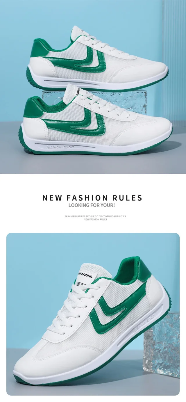 Men's Summer Breathable White Casual Sneakers Detail