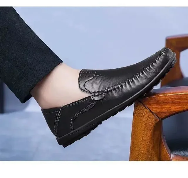 Men's Leather Slip-On Driving Shoes Detail
