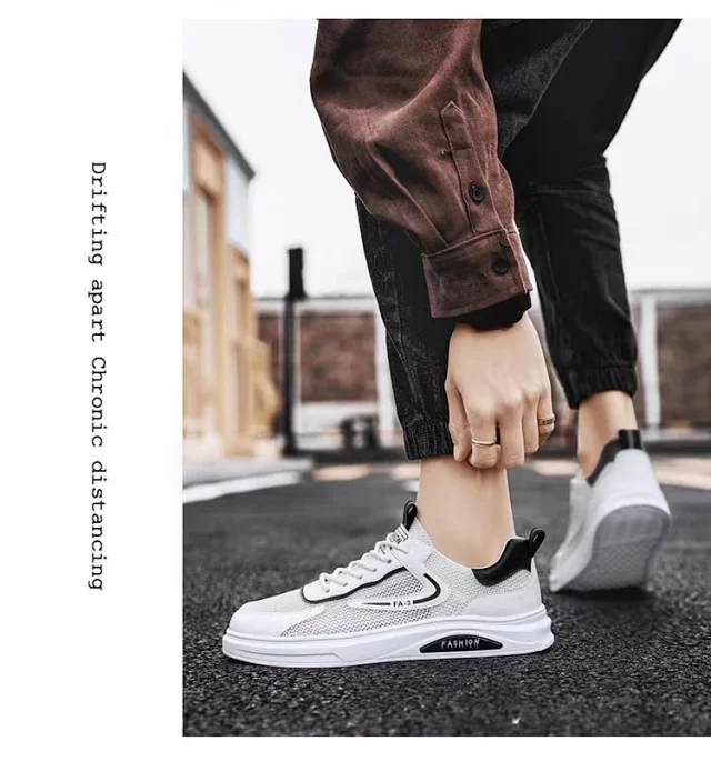 Men's Breathable Mesh White Sneakers 2025 Detail