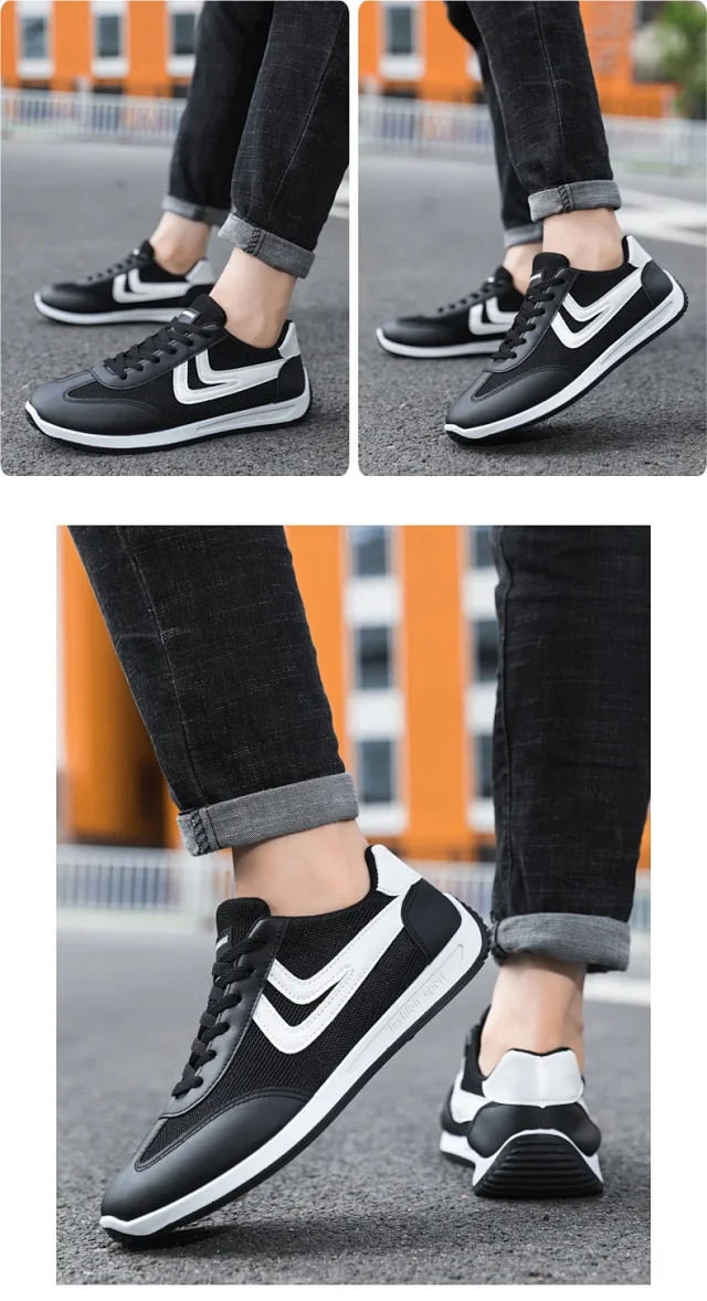 Men's Summer Breathable White Casual Sneakers Detail