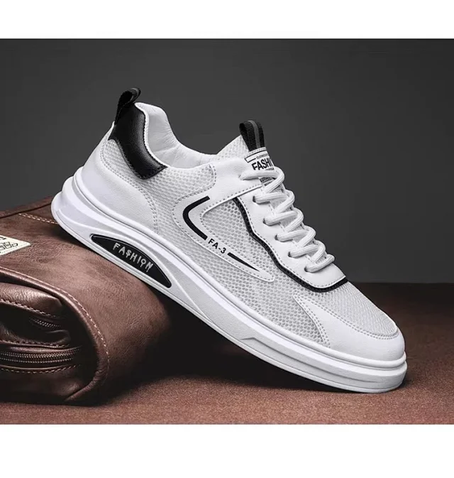 Men's Breathable Mesh White Sneakers 2025 Detail