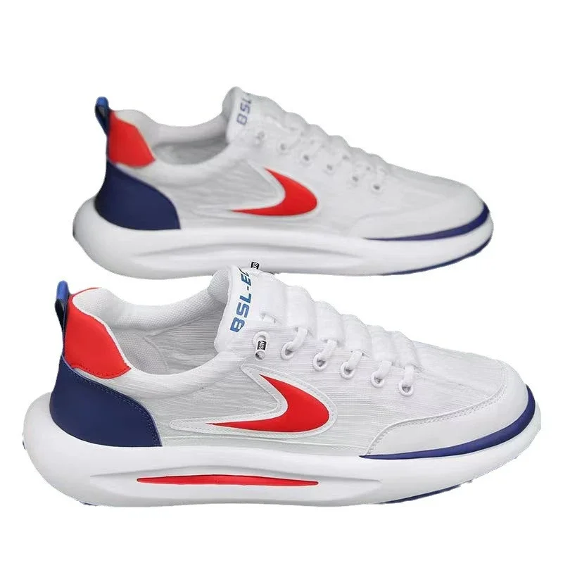 Men's Spring Soft Sole Platform White Sneakers