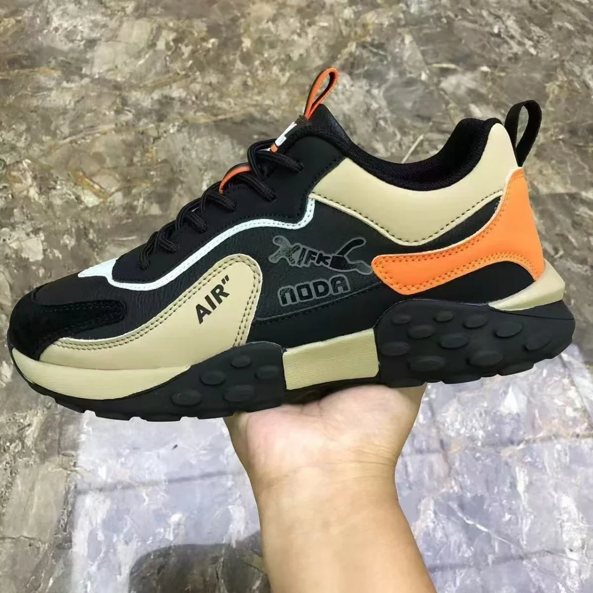 Men's Breathable Fall Leather Chunky Sneakers
