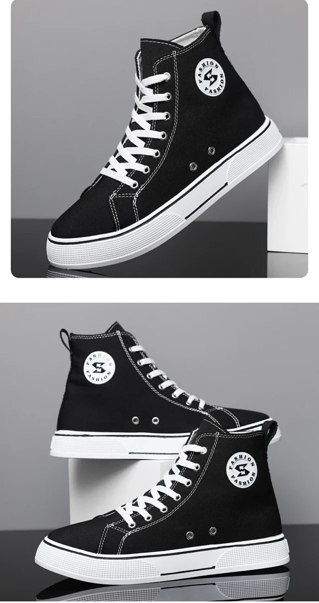 Korean Harajuku Men's Mid-Top Canvas Sneakers Detail
