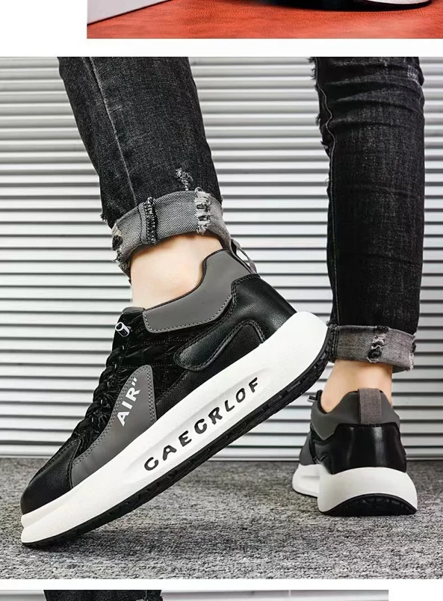 Men's Platform Lift White Sneakers Detail