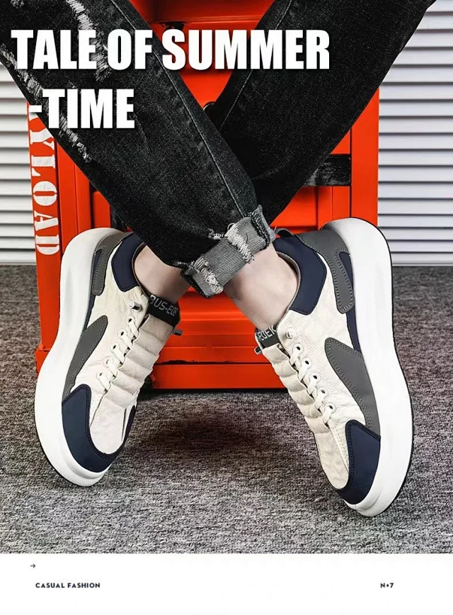 Men's Platform Lift White Sneakers Detail