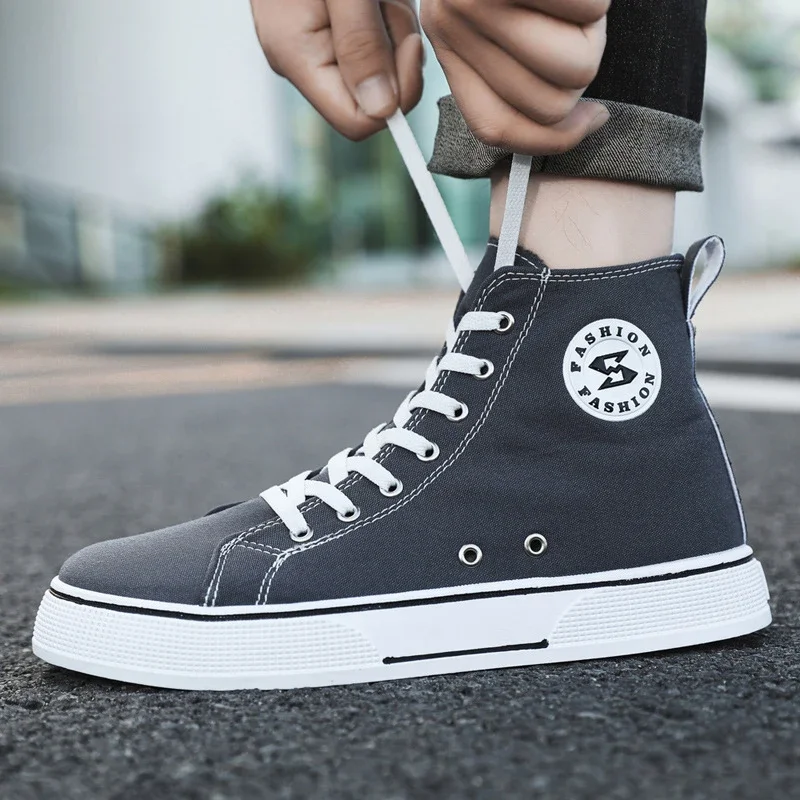 Korean Harajuku Men's Mid-Top Canvas Sneakers