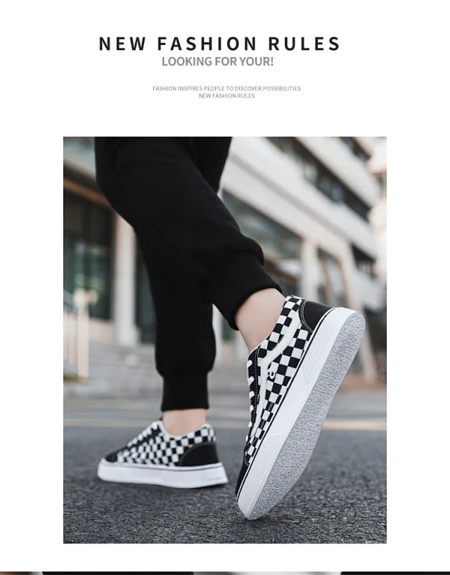 Men's Big Size Canvas Checkerboard Low-Tops Detail