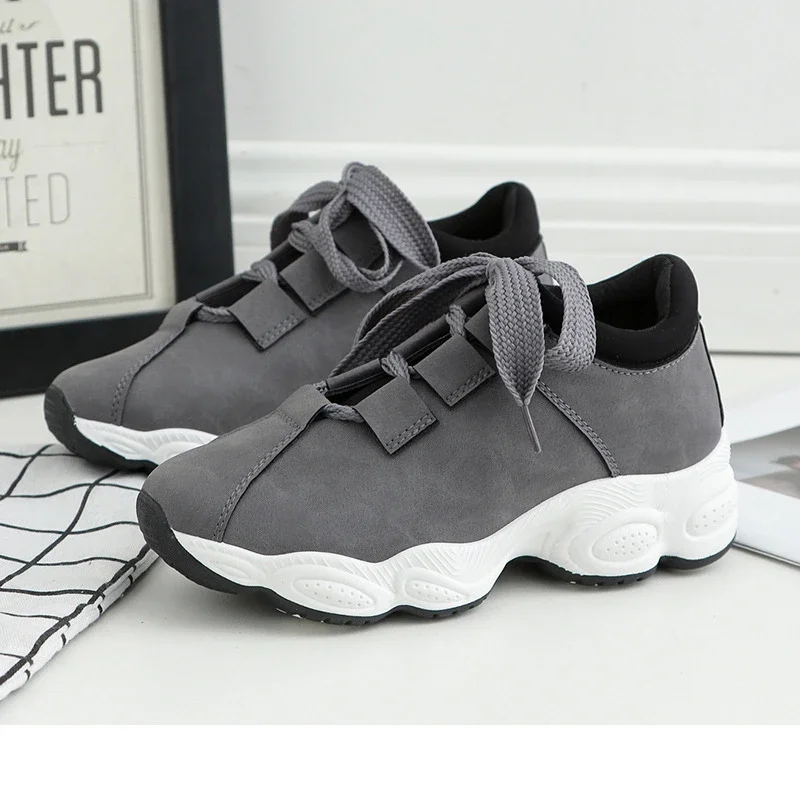 Women's Korean Chunky Lace-Up Sneakers 2025