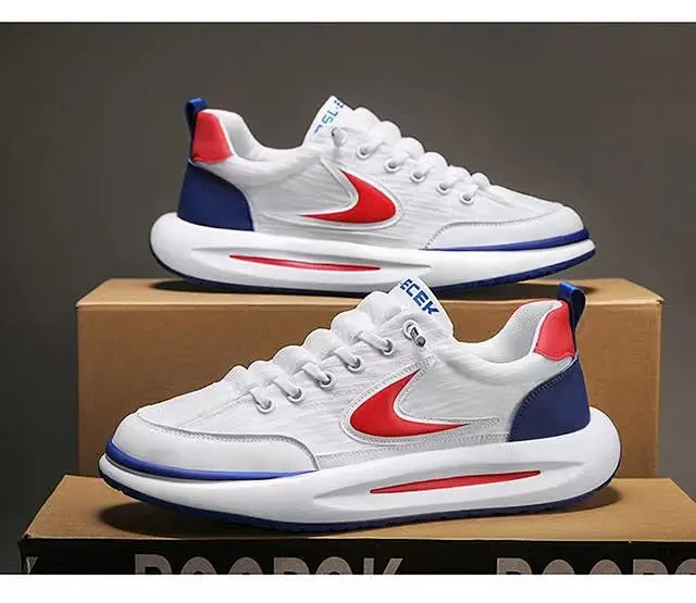 Men's Spring Soft Sole Platform White Sneakers Detail