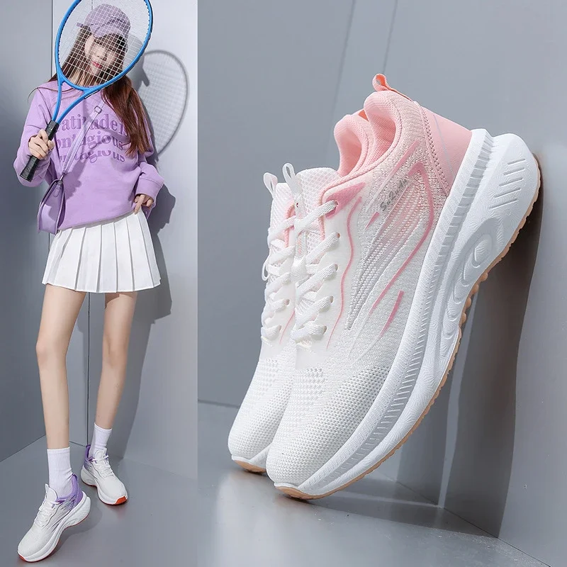 Women's Korean Style Breathable Flyknit Casual Running Sneakers
