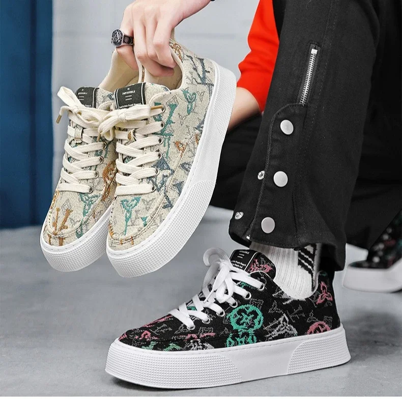 Men's Printed Canvas Low-Top Casual