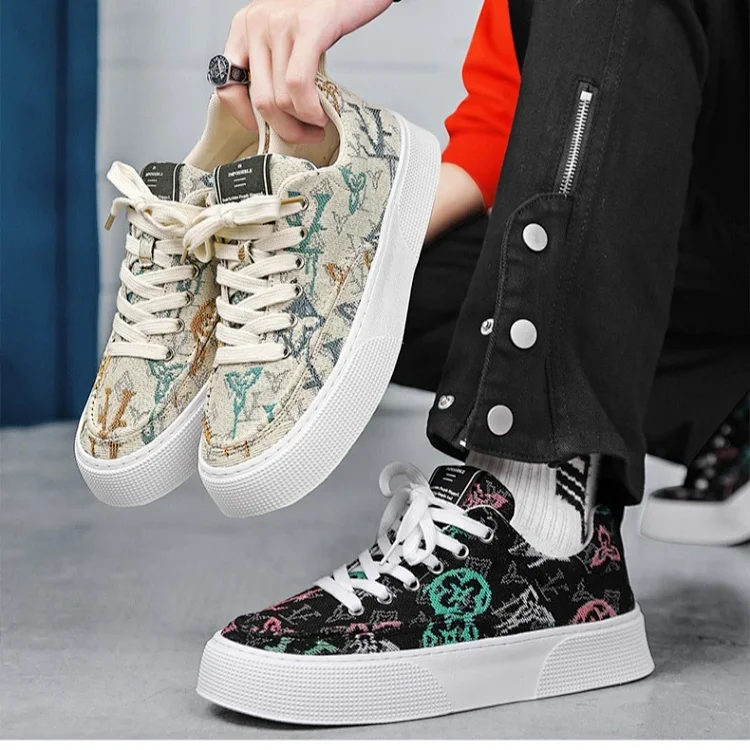 Men's Printed Canvas Low-Top Casual