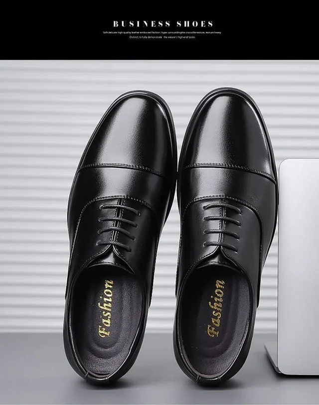 VintageCar Men's Elevated Cap-Toe Formal Shoes Detail
