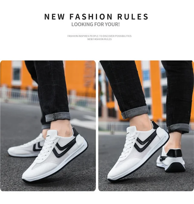 Men's Summer Breathable White Casual Sneakers Detail
